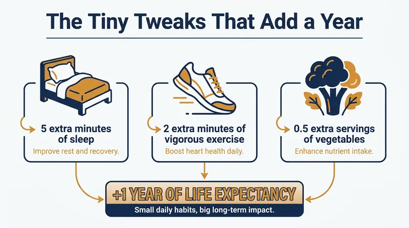Researchers found that combining three microscopic daily habits correlated with a full extra year of life for those with poor baseline health.