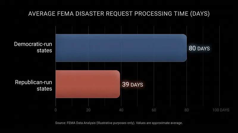 In addition to approval rates, processing times for disaster requests have diverged significantly based on state leadership.