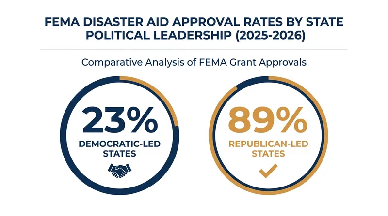 Data from the first 14 months of the second Trump administration shows a historic gap in disaster declaration approvals.