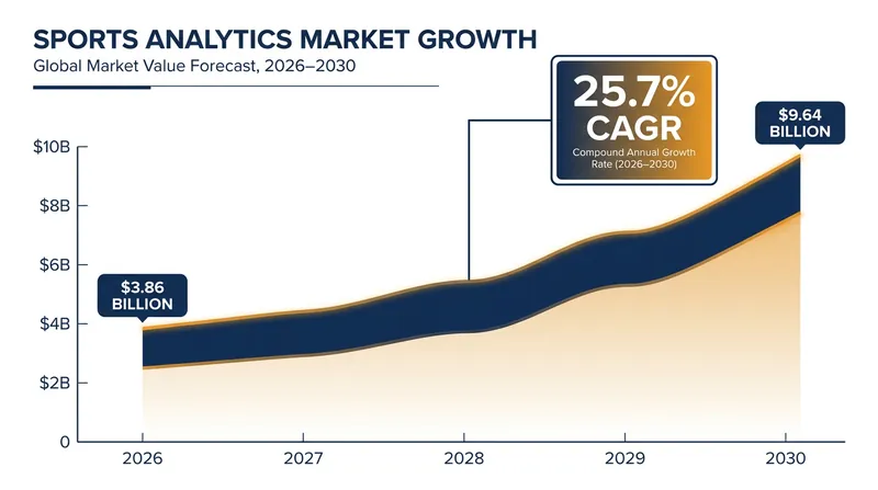 The global sports analytics market is projected to experience a 25.7% compound annual growth rate through the end of the decade.