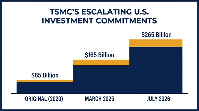 TSMC's planned investment in the United States has quadrupled since its initial commitment.