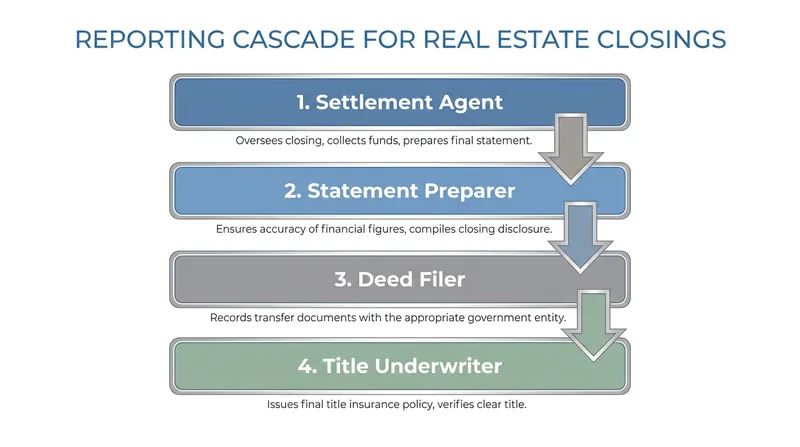 FinCEN's reporting cascade determines which real estate professional is legally obligated to file the report.