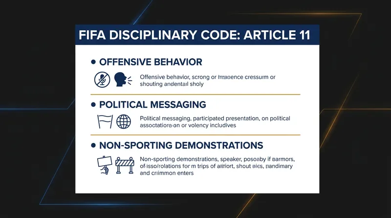 FIFA's Article 11 strictly prohibits political messaging during sanctioned matches.