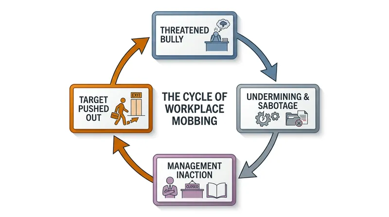 Mobbing is a systemic form of abuse where a target is isolated and gaslit until they are forced to leave the organization.