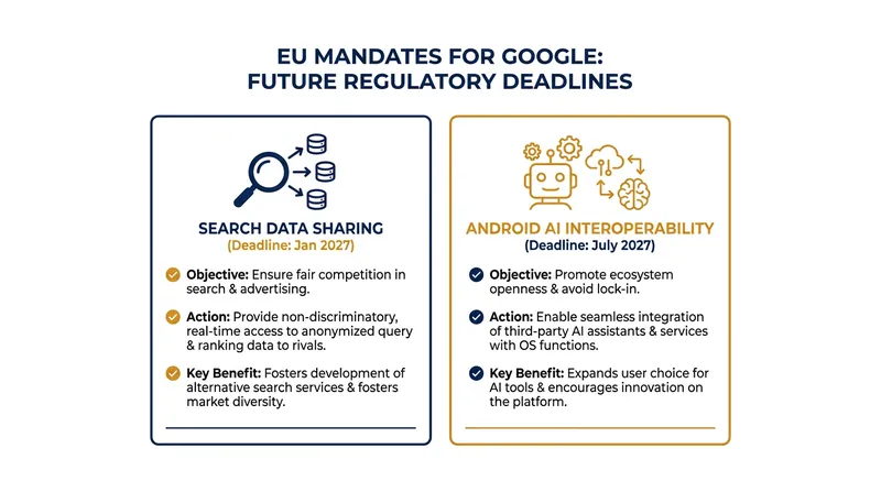 The EU's new mandates set strict deadlines for Google to open its search data and mobile operating system.