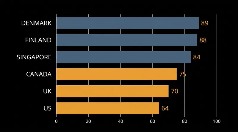 Denmark and Finland continue to lead the global rankings, while several advanced democracies have slipped.