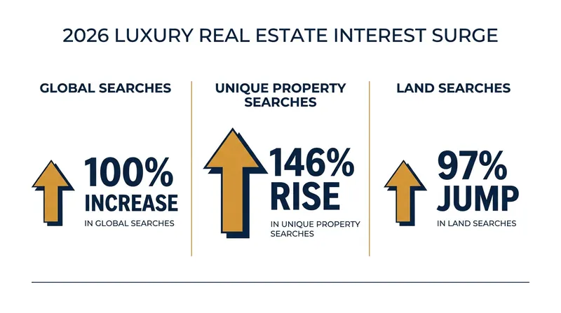 Global buyer interest in U.S. luxury real estate doubled in the first five months of 2026.