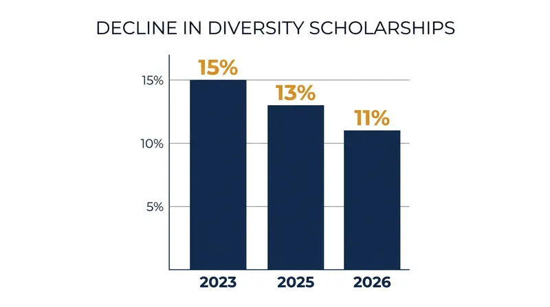 The percentage of U.S. scholarships with demographic eligibility requirements has steadily declined since 2023.