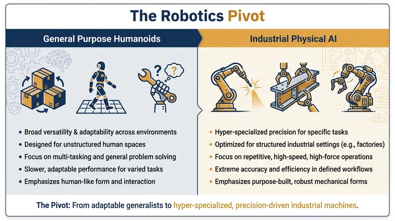 The industry is shifting focus from versatile consumer robots to highly specialized industrial machines.