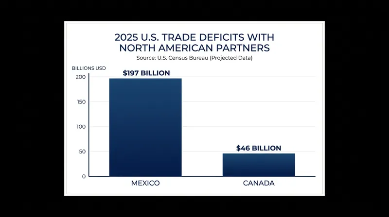 U.S. trade deficits with Mexico and Canada in 2025.