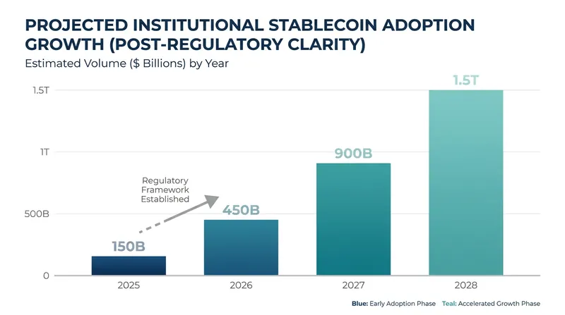 Clear federal guidelines are expected to accelerate stablecoin integration by traditional banks.