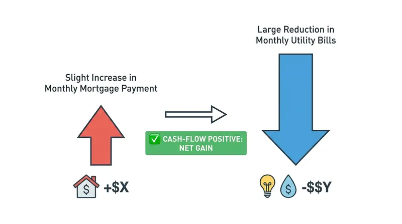 Energy efficiency advocates argue that monthly utility savings immediately offset the higher mortgage payments.