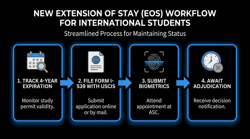 The new Extension of Stay process requires formal adjudication by federal immigration officers.