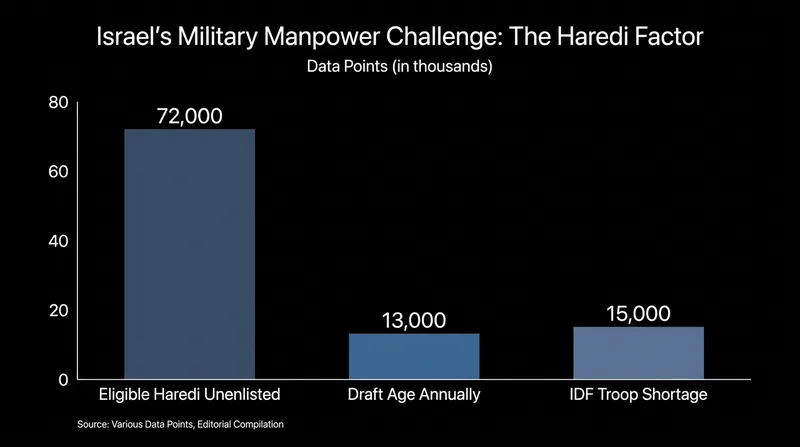 The IDF faces a severe troop shortage as tens of thousands of eligible men remain outside the conscription system.