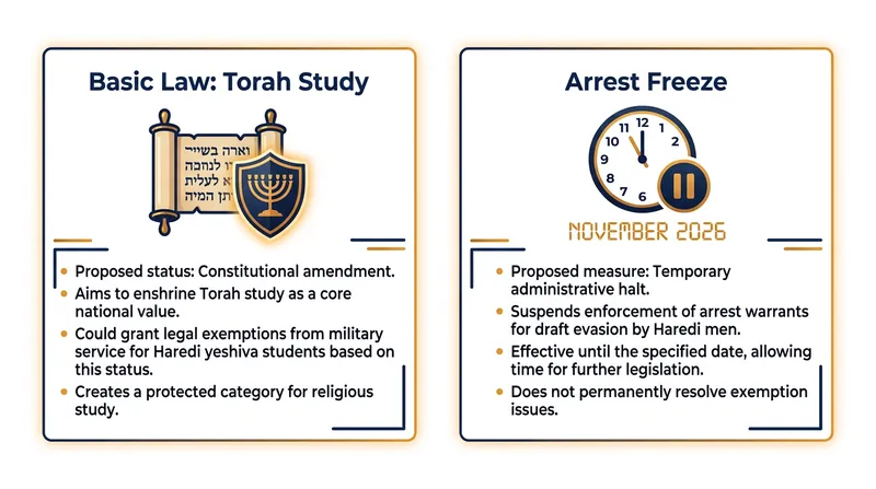 The dual legislative approach aims to shield yeshiva students from immediate enforcement while building a constitutional defense.