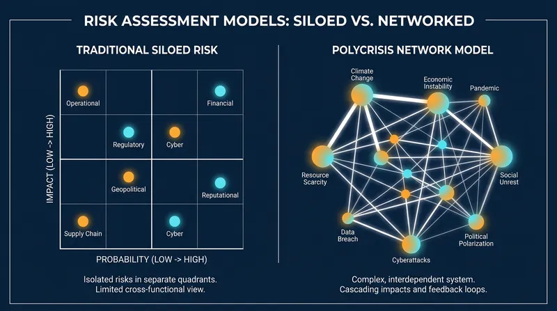 Comparing the linear risk matrix to the new systemic network model.