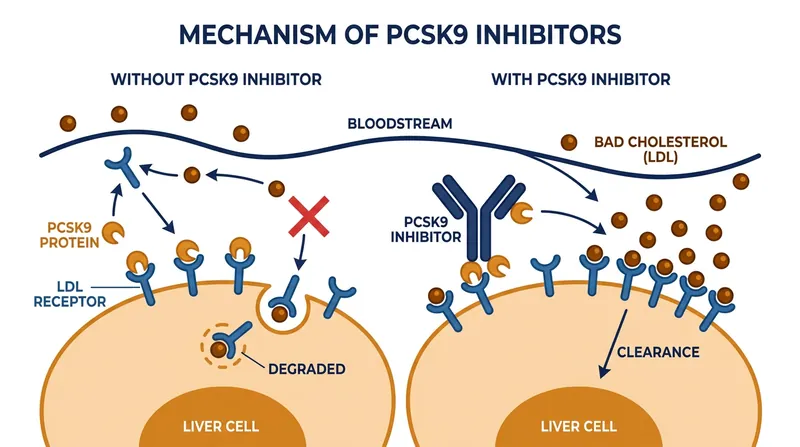 How PCSK9 inhibitors preserve the liver's ability to clear LDL cholesterol.