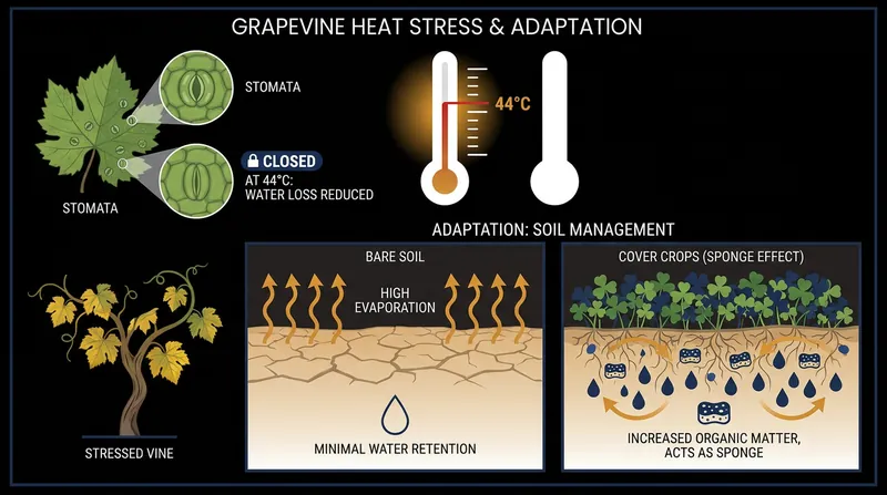 How extreme heat forces vines to shut down, and how living soils help retain vital moisture.
