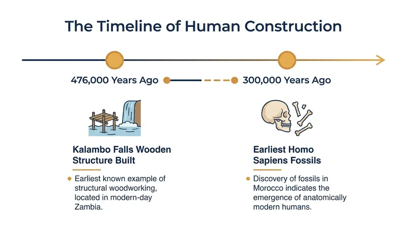 The Kalambo Falls structure predates the earliest known fossil evidence of modern humans by over 150,000 years.