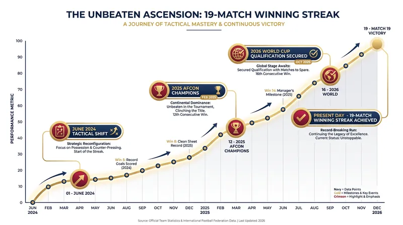 Regragui's tactical shift resulted in a historic 19-match winning streak across 2024 and 2025.
