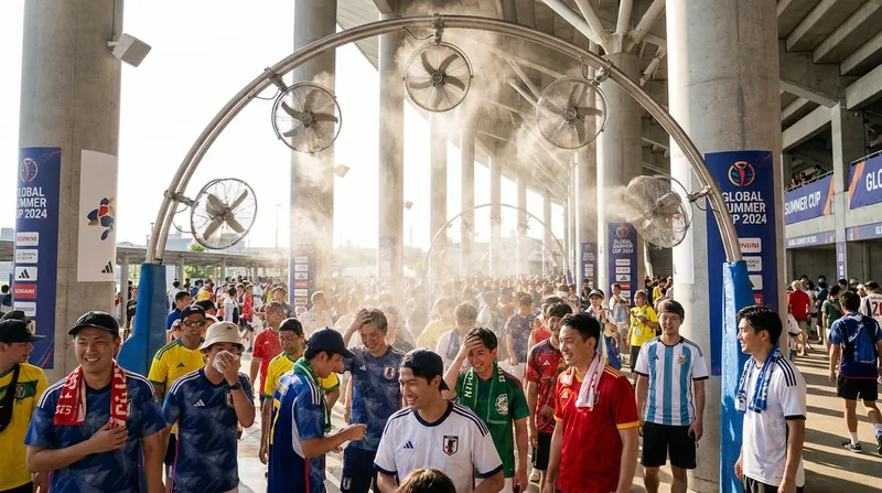 Host cities deployed extensive cooling infrastructure to protect fans from extreme temperatures outside the stadiums.