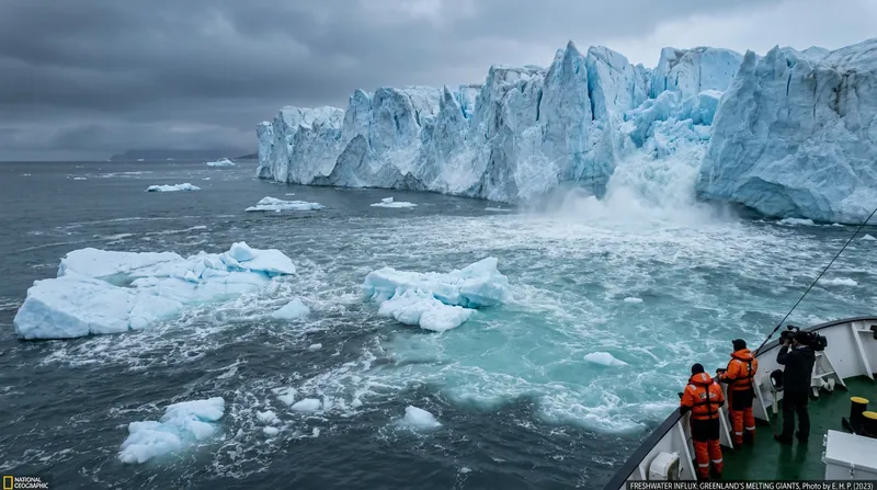 Melting ice sheets dump freshwater into the North Atlantic, acting as a lid that prevents warm water from sinking.
