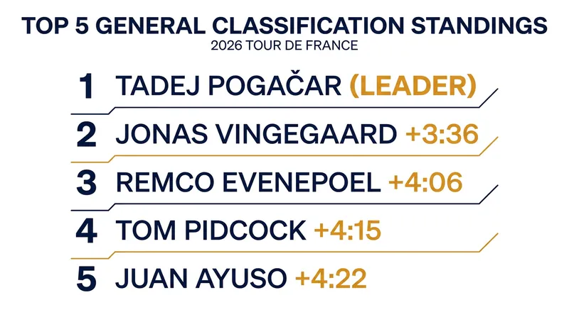 The updated General Classification after Stage 13.