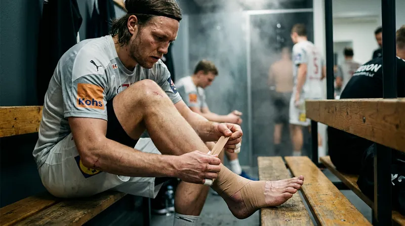 Preventative taping and joint stabilization remain daily necessities for players returning from severe lower-body injuries.