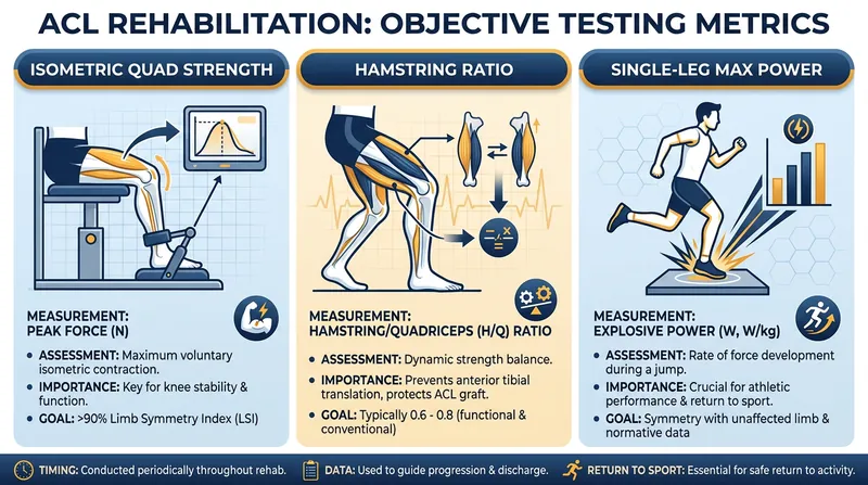 Key neuromuscular metrics used to clear athletes for a safe return to the court.