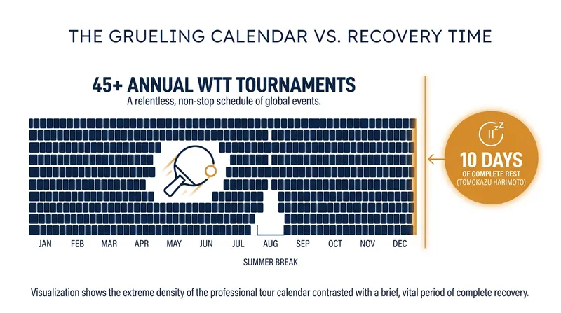 The demanding WTT calendar requires players to strategically schedule rest periods to prevent chronic injuries.