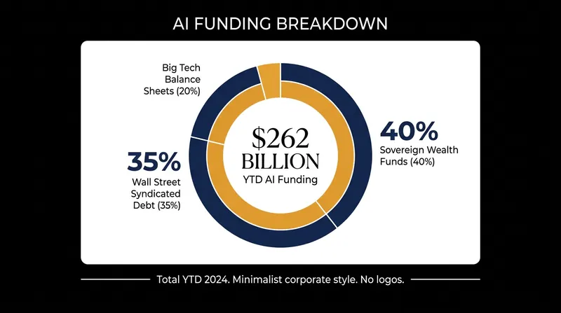 Traditional venture capital now accounts for a fraction of frontier AI funding, eclipsed by sovereign wealth and institutional debt.