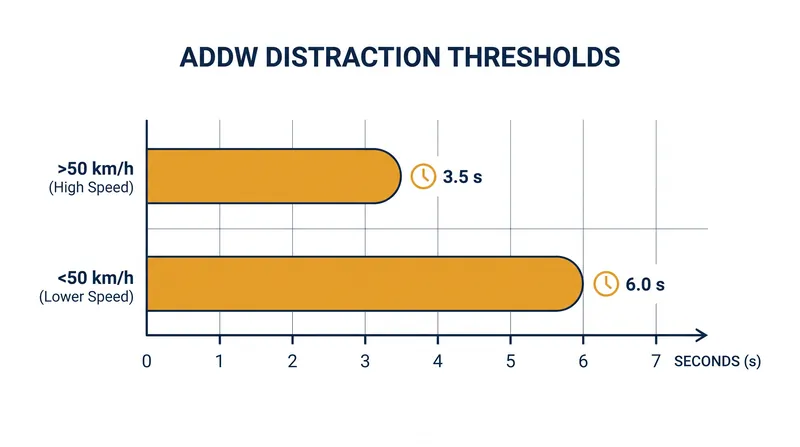 The system adjusts its tolerance based on vehicle speed to prevent false alarms in urban traffic.