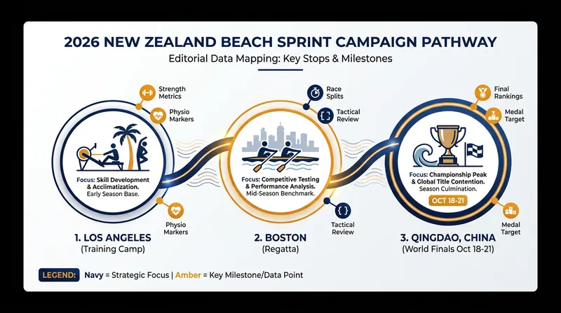 The New Zealand squad's 2026 international coastal rowing campaign.