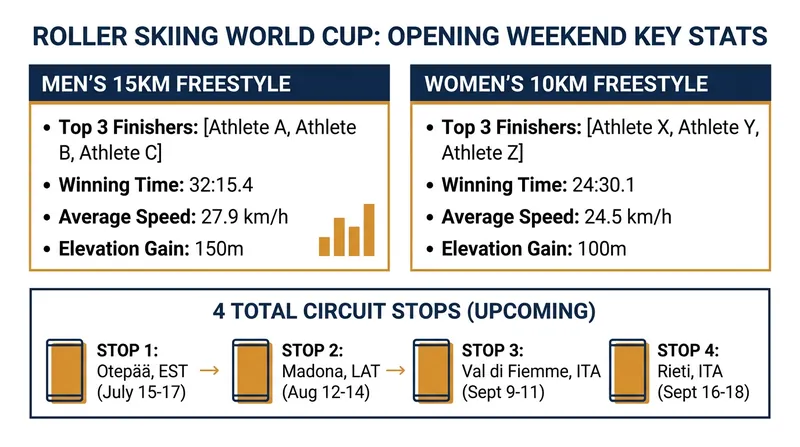 Key distances and circuit stops for the 2026 summer roller skiing season.