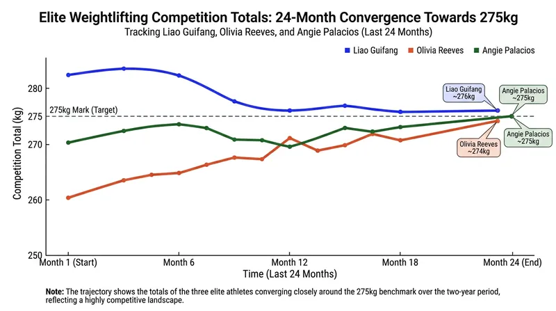 The performance gap between the top three lifters has steadily closed over the past two years.