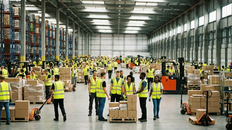 Staffing agencies provide millions of temporary workers to client companies in logistics, manufacturing, and retail.