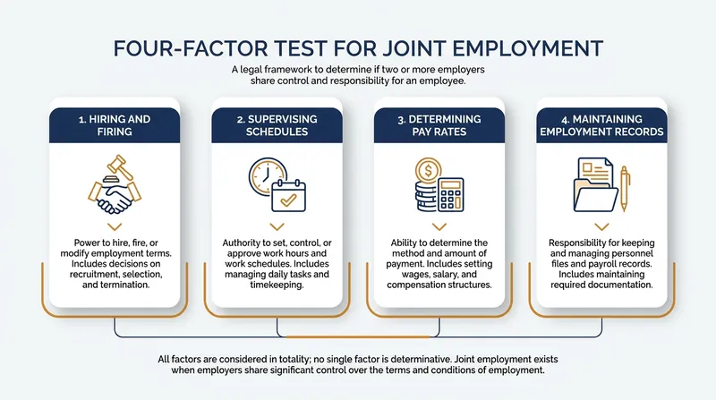 The proposed standard relies on a four-factor test to determine if a company exercises 'direct and immediate' control over a worker.