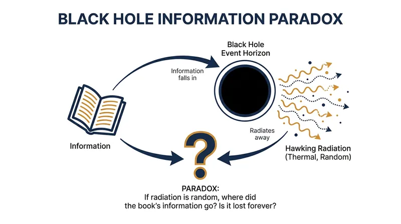 Stephen Hawking's 1976 paradox asked what happens to the information of objects consumed by an evaporating black hole.
