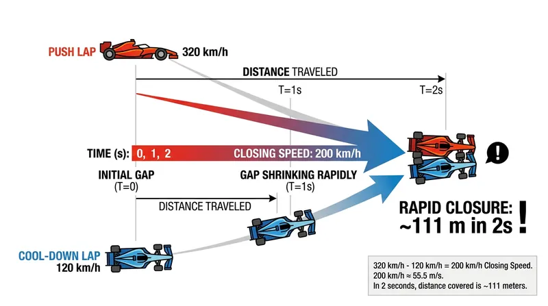 The extreme speed delta between a push lap and a cool-down lap requires flawless GPS monitoring from the pit wall.