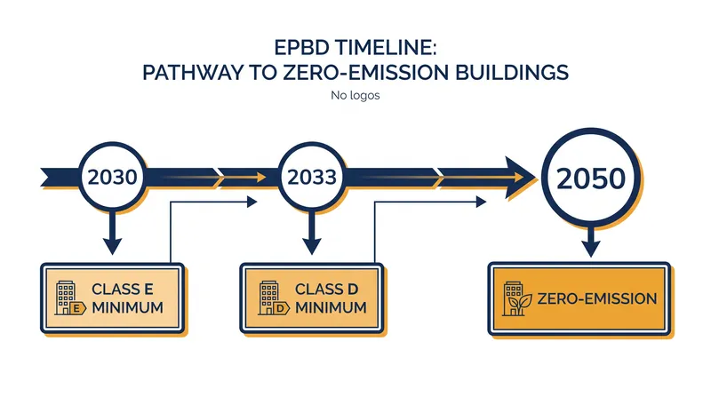 The European Union's timeline for decarbonizing the residential building stock.