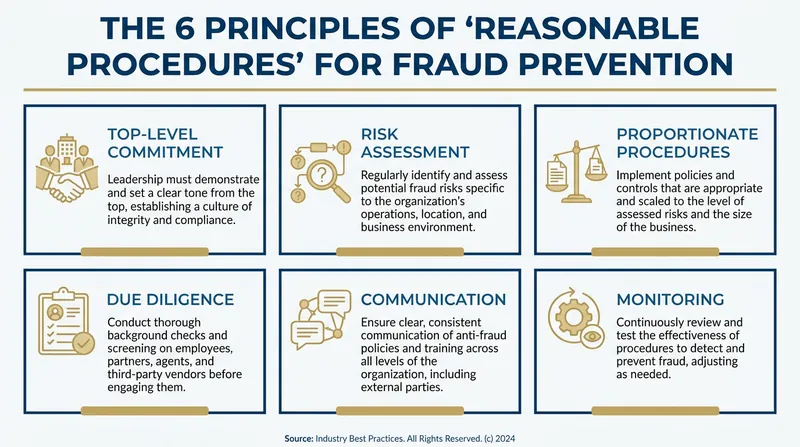 The UK Home Office's six statutory principles for establishing a reasonable procedures defense.