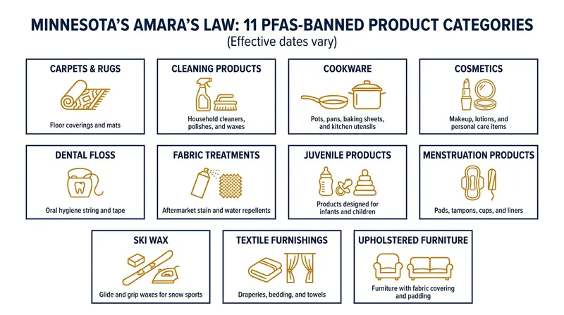 Minnesota's Amara's Law targeted high-contact consumer goods in its first wave of prohibitions.