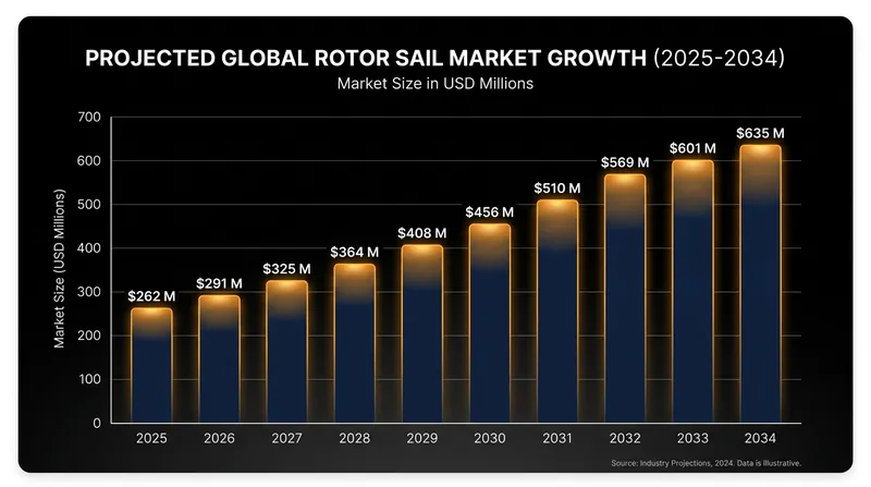 The global market for rotor sails is projected to more than double by 2034 as environmental regulations tighten.