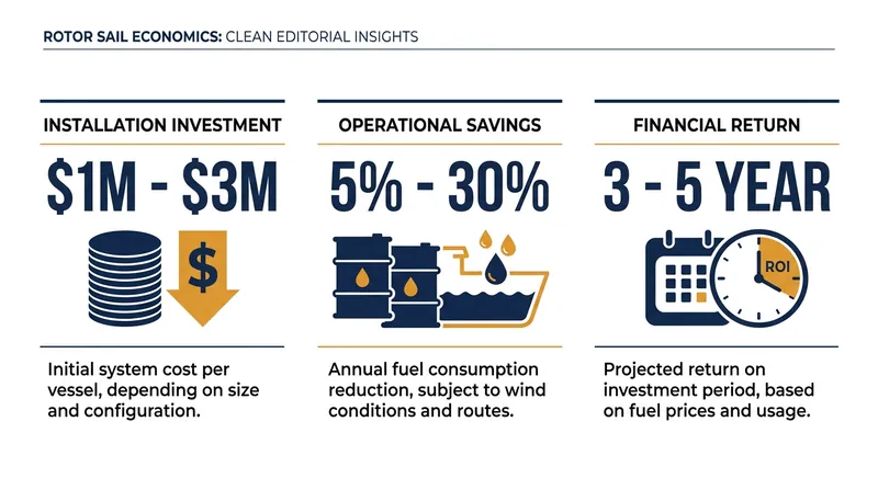 Despite high upfront costs, the fuel savings generated by rotor sails typically yield a return on investment within five years.