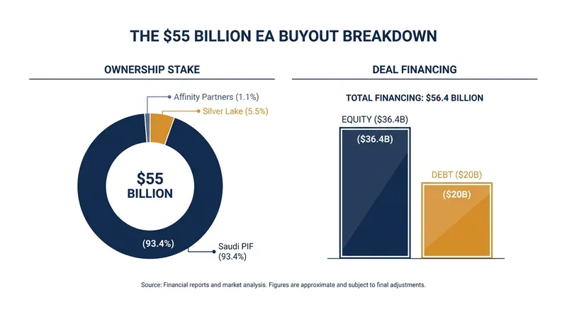 The consortium's ownership structure and the deal's financing breakdown.