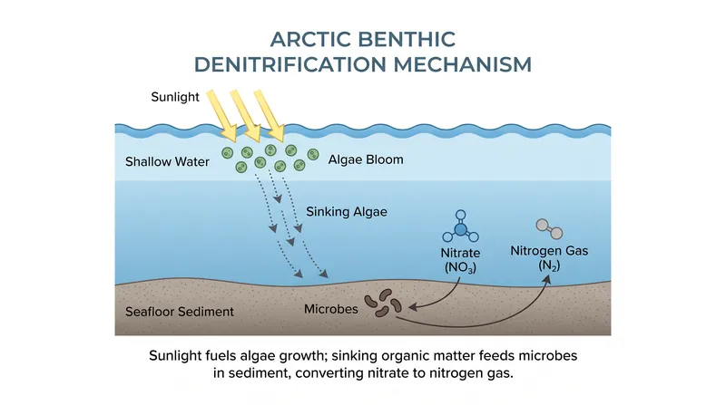 How melting sea ice accelerates the permanent removal of nitrate from the marine ecosystem.