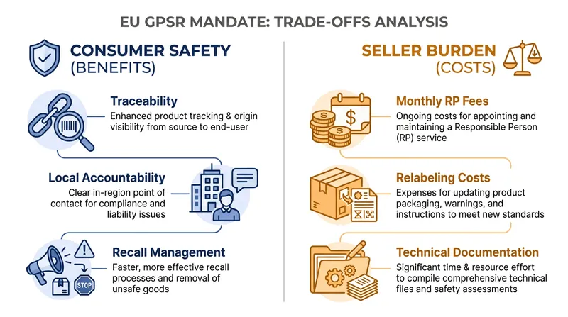 The core trade-off: balancing consumer protection against the operational costs for international sellers.