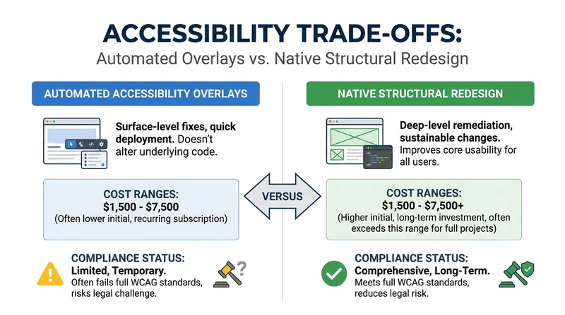 Comparing the two primary approaches to digital accessibility compliance.