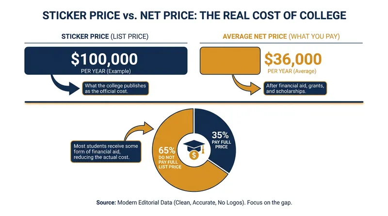 The gap between what elite colleges charge on paper and what families actually pay has never been wider.