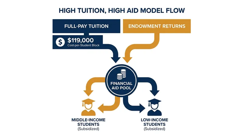How university endowments and full-pay students subsidize the actual cost of education.